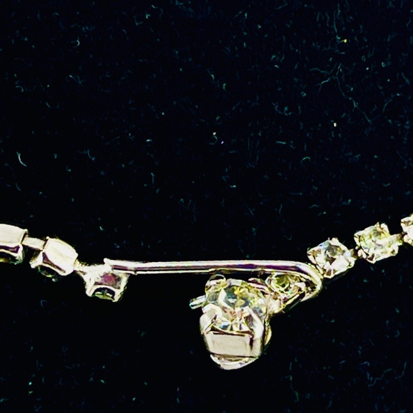 Wiesner Signed Tennis Necklace Rhinestone Crystal 15" Silver Tone MCM VTG RARE - Picture 5 of 16